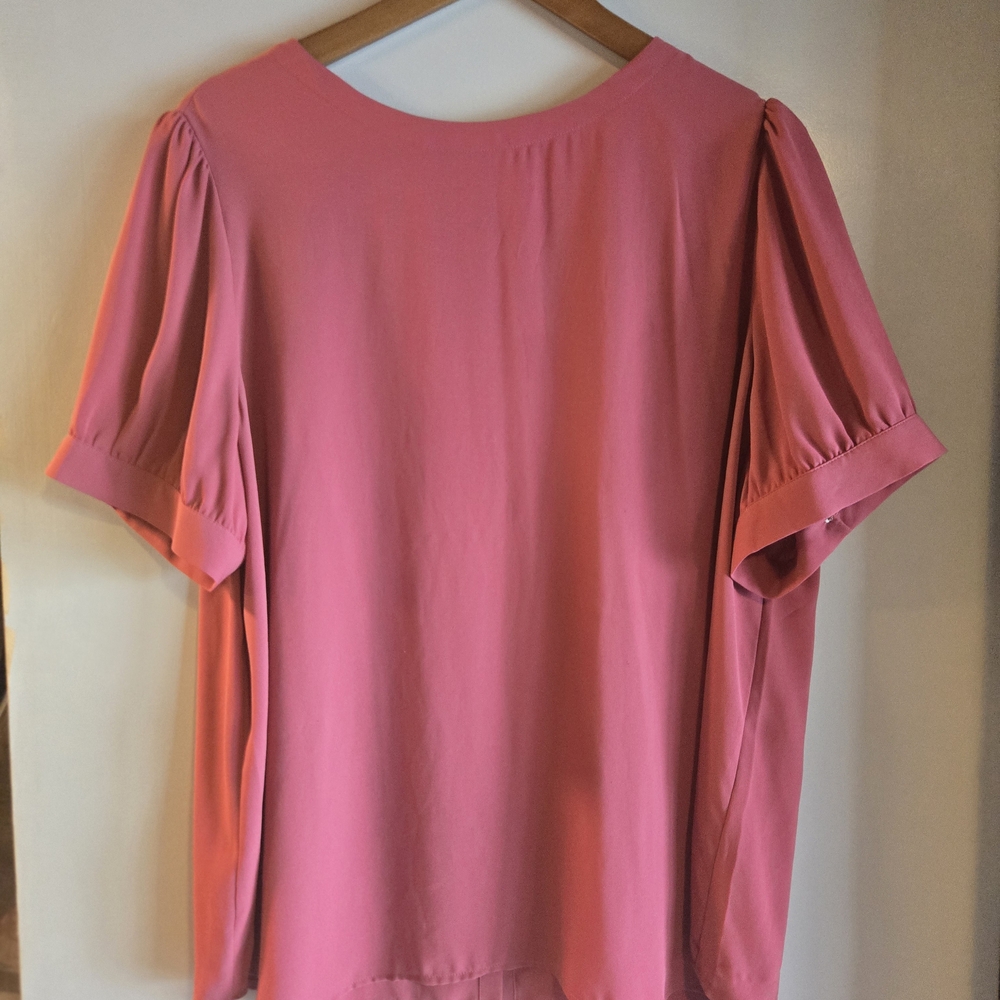 LOFT Pink Blouse with Puff Sleeves